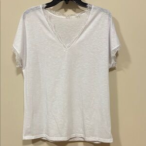 Elegant White Lace Trim Women's Top medium